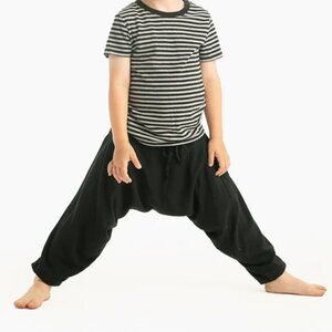 Buddha Pants Unisex Drawstring Elastic Boho Hippie Kids Black Harem Pants